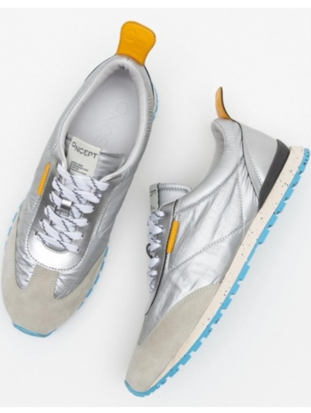 ONCEPT Tokyo Silver Flash Minimalist Sneakers Size 6 Suede Nylon Retro Runner